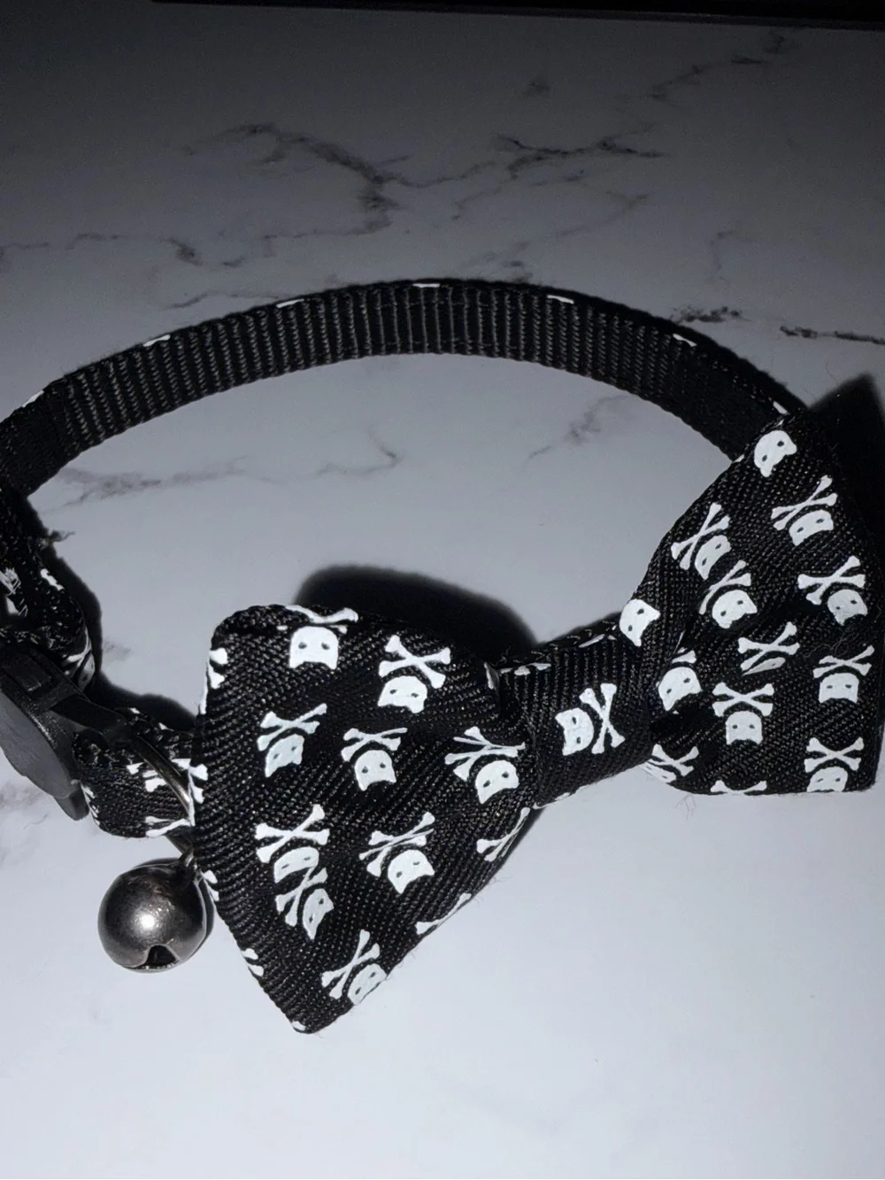 Black Skull Bow Tie Cat or Smsll Dog Collar - Goth, Punk, Grunge, Alternative